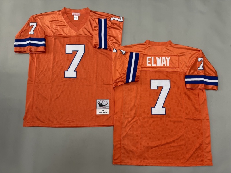 Men 2025 Denver Broncos #7 Elway orange Throwback Limited NFL Jersey style 001